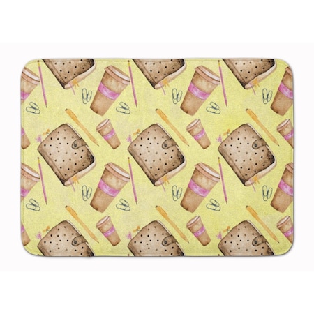 Carolines Treasures Watercolor Coffee and Journal Machine Washable Memory Foam Mat BB7537RUG